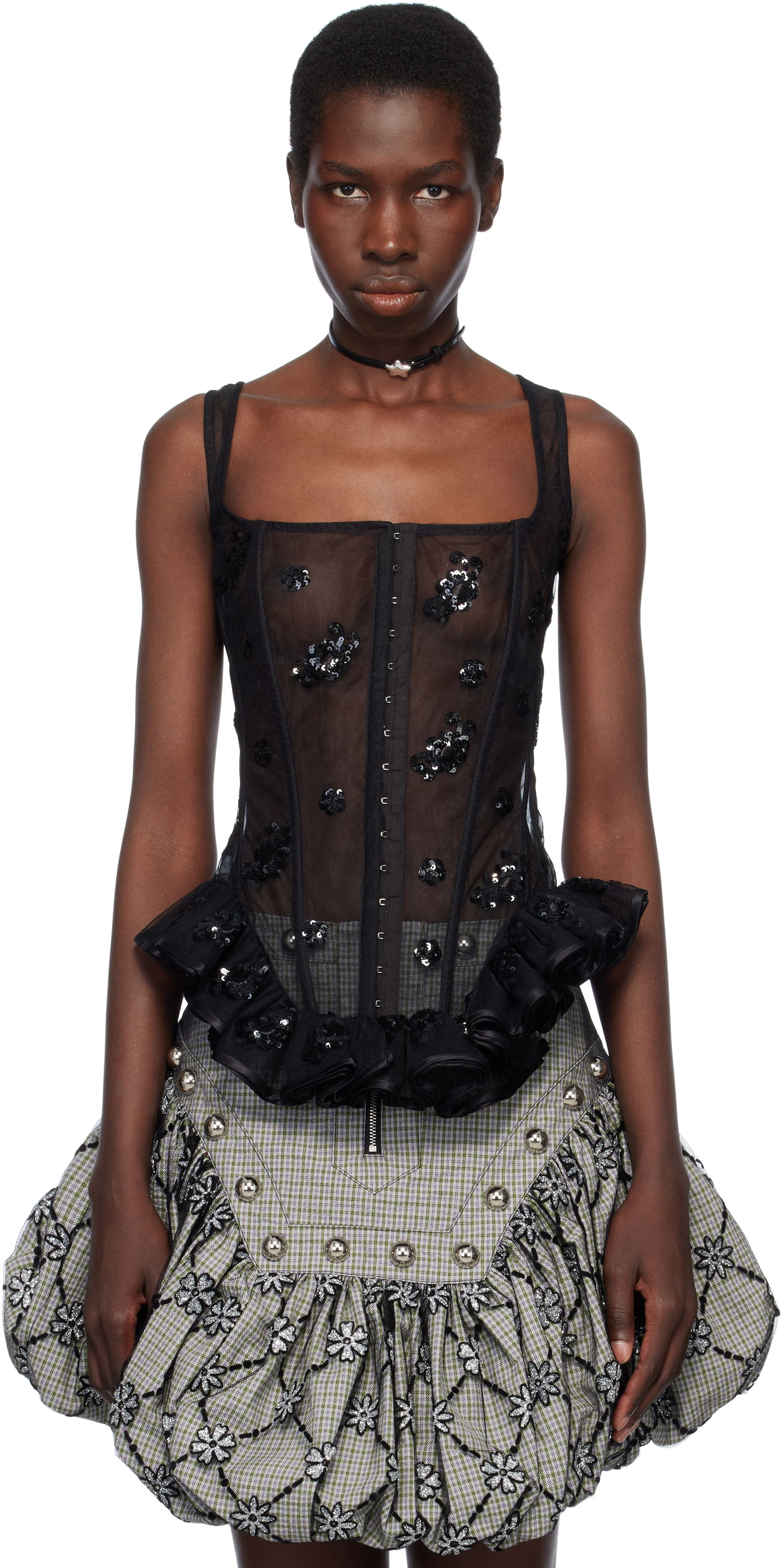 Пола Chopova Lowena Chopova Lowena Afly Sequin Tulle Corset Черно | 2282, 0