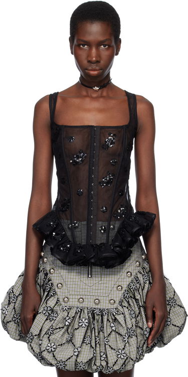 Пола Chopova Lowena Chopova Lowena Afly Sequin Tulle Corset Черно | 2282, 0