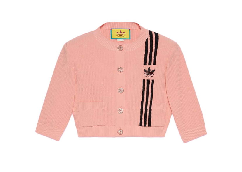 Пуловер Gucci adidas x Cropped Cardigan Pink Розово | 693785 XKCDQ 5951