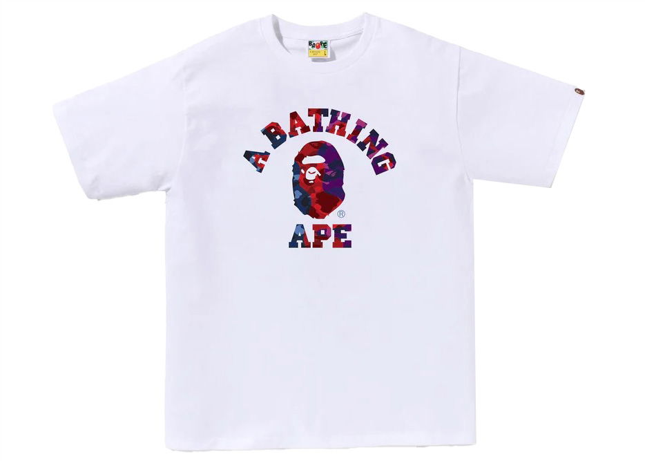 Тениска BAPE Color Camo Crazy College Tee Бяло | 1J30-110-047, 0