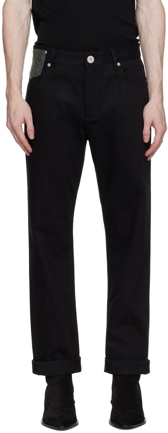 Дънки Balmain Rhinestone Jeans Черно | BH0MI044DD76, 0