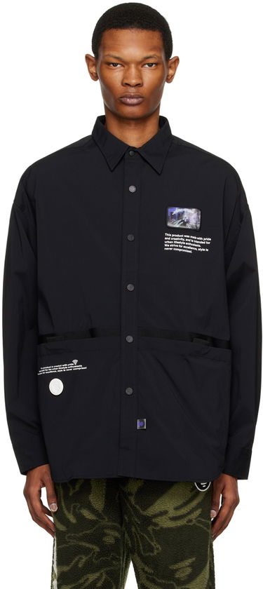Риза AAPE by A Bathing Ape AAPE by A Bathing Ape Holographic Patch Shirt Черно | AAPSTM8441XXKBKX, 0