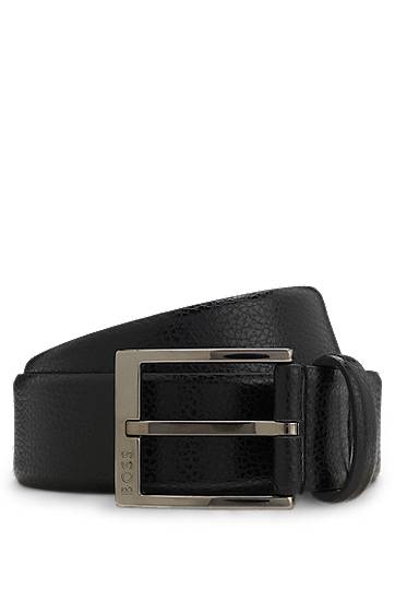 Колани BOSS Grained Italian-leather belt with polished pin buckle Черно | 50553210