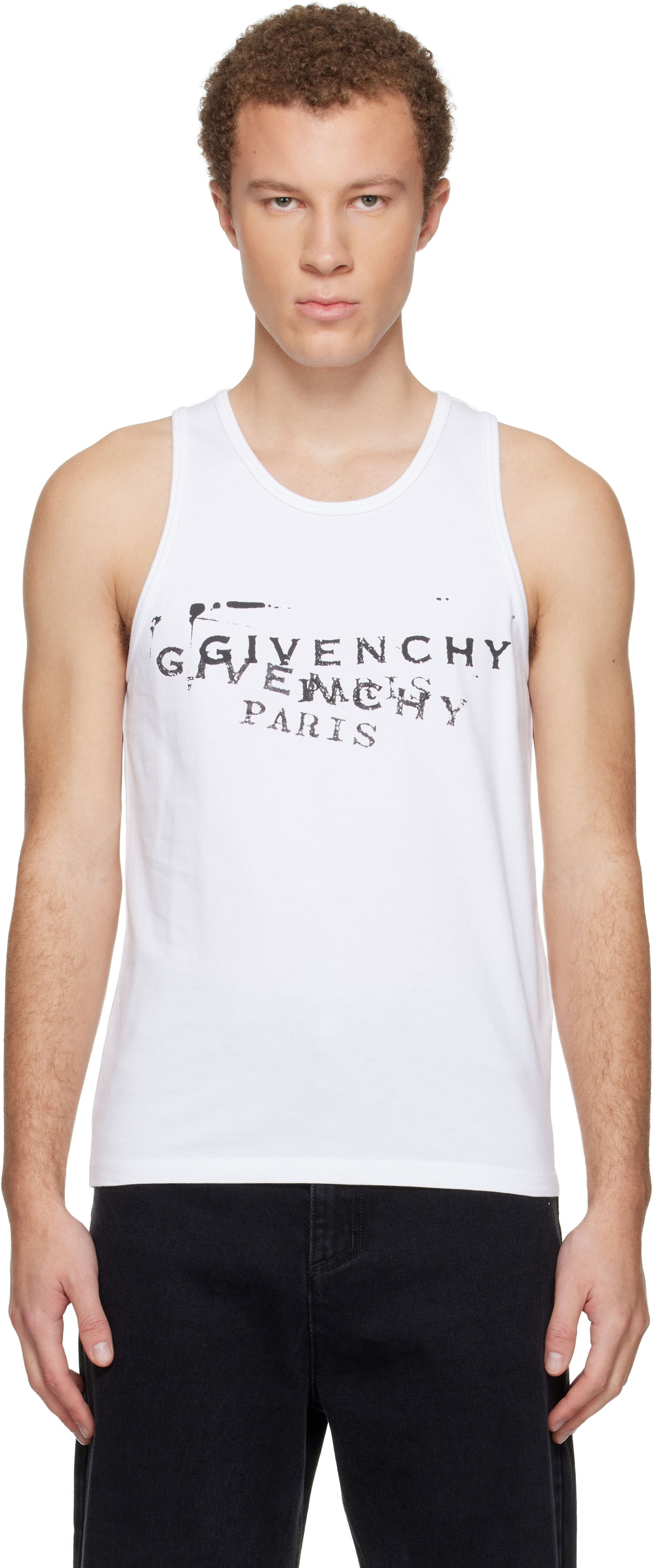 Потник Givenchy Distressed Stamp Print Tank Top Бяло | BM71NH3YSA100, 0