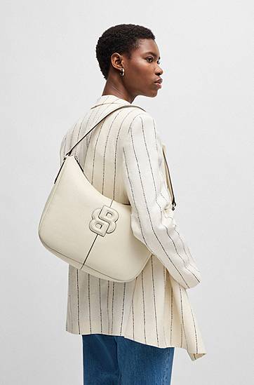 Чанта през рамо BOSS Balenciaga Hobo Bag with Double B Monogram Бяло | 50541459, 1