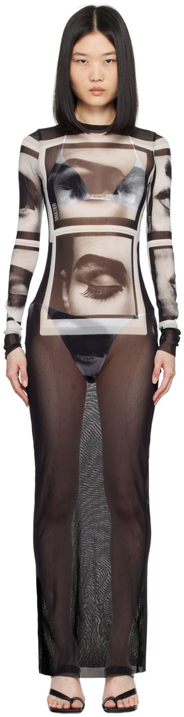 Pокля Jean Paul Gaultier 'The Eyes And Lips' Maxi Dress Черно | 24/30-F-RO251-T553-000201, 0