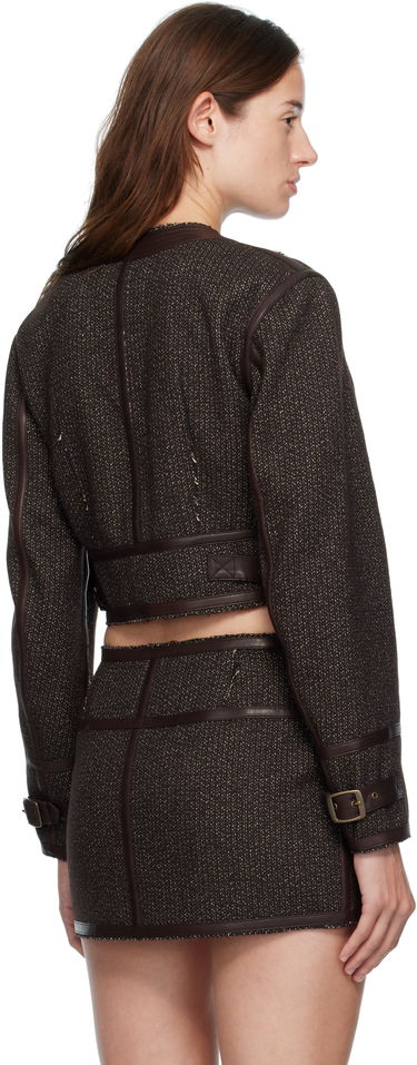 Яке R13 R13 Stitch Detail Cropped Crewneck Jacket Кафяво | R13WR449-R567A, 2
