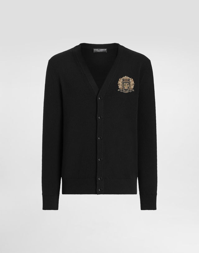 Embroidered Crest Virgin Wool Cardigan