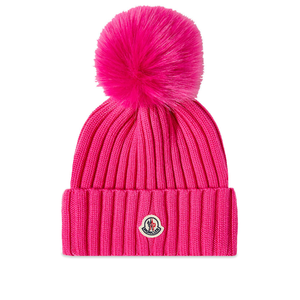 Шапка Moncler Logo Bobble Beanie Hot Pink Розово | 3B000-28-A9327-564, 0