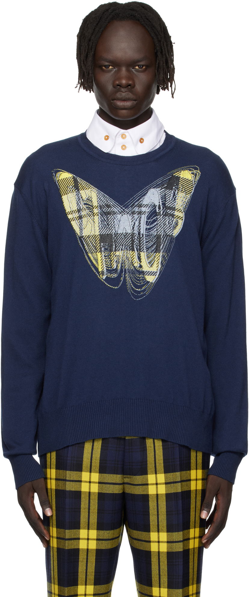 Пуловер Vivienne Westwood Vivienne Westwood Chaos Graphic Print Sweater Тъмно синьо | 38030056-Y001V-