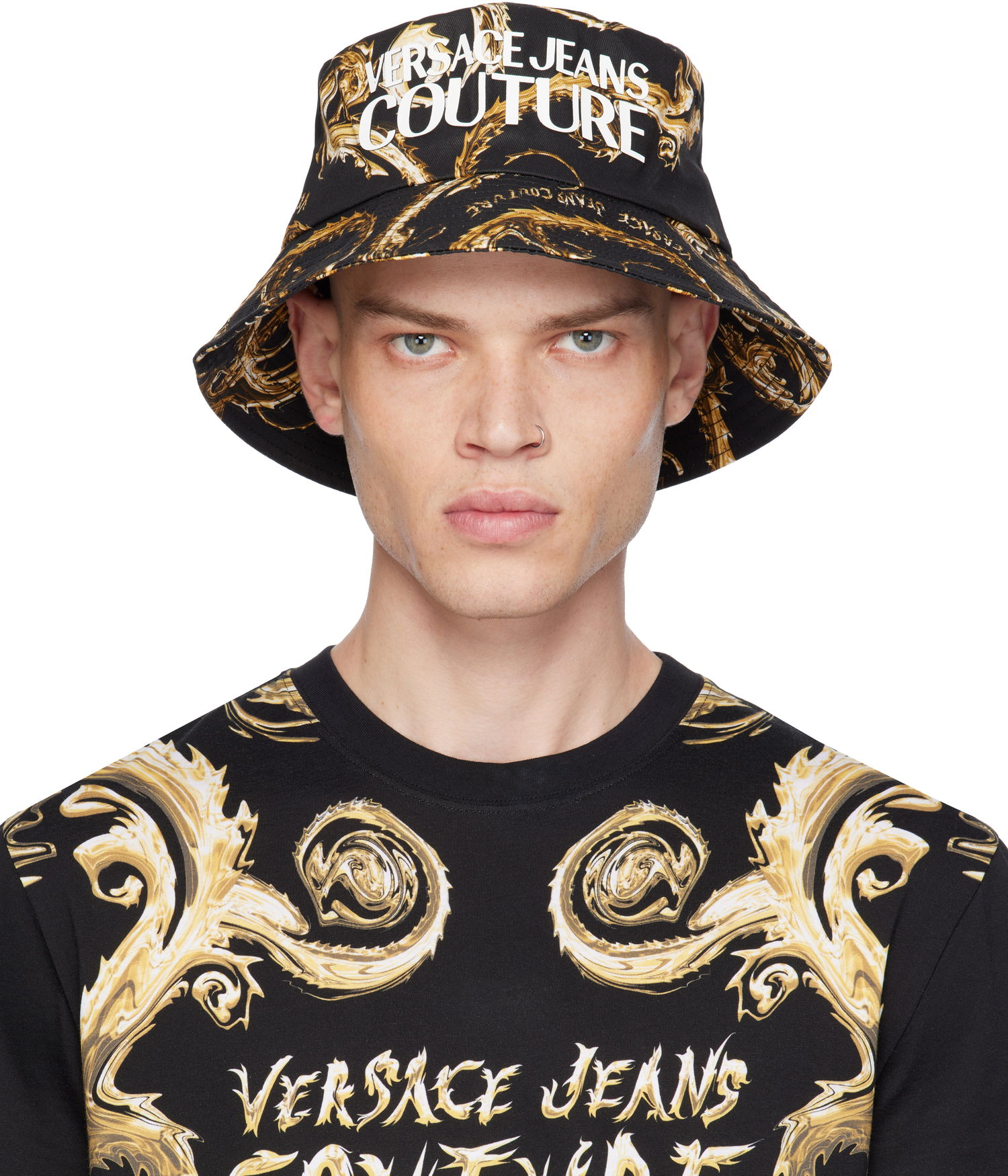 Шапка Versace Couture Logo Print Bucket Hat Черно | E77GAZK06_EZG294, 0
