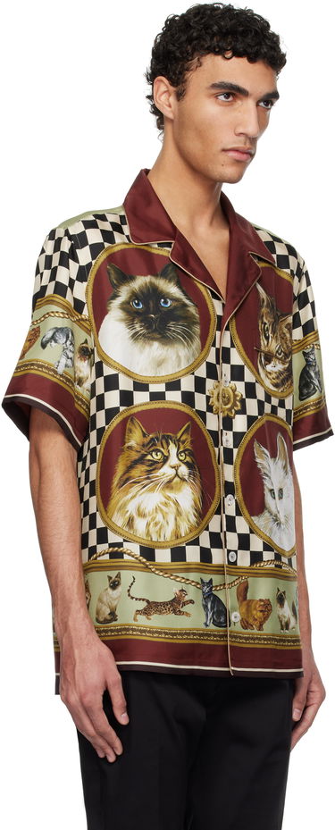 Риза Dolce & Gabbana Dolce&Gabbana Silk Cat Print Shirt Многоцветен | G5LH3THI1VV, 1