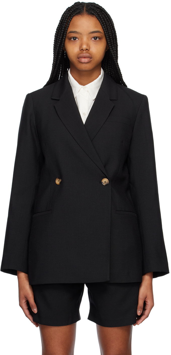 Яке Anine Bing Double-Breasted Wool-Blend Blazer Черно | A-01-2018-000, 0