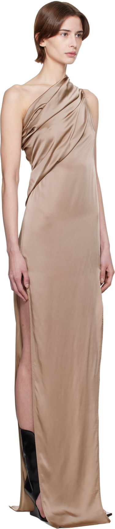 Pокля Rick Owens Rick Owens Hollywood Athena Arrowhead Maxi Dress Кафяво | RP01E7509 SCH, 4