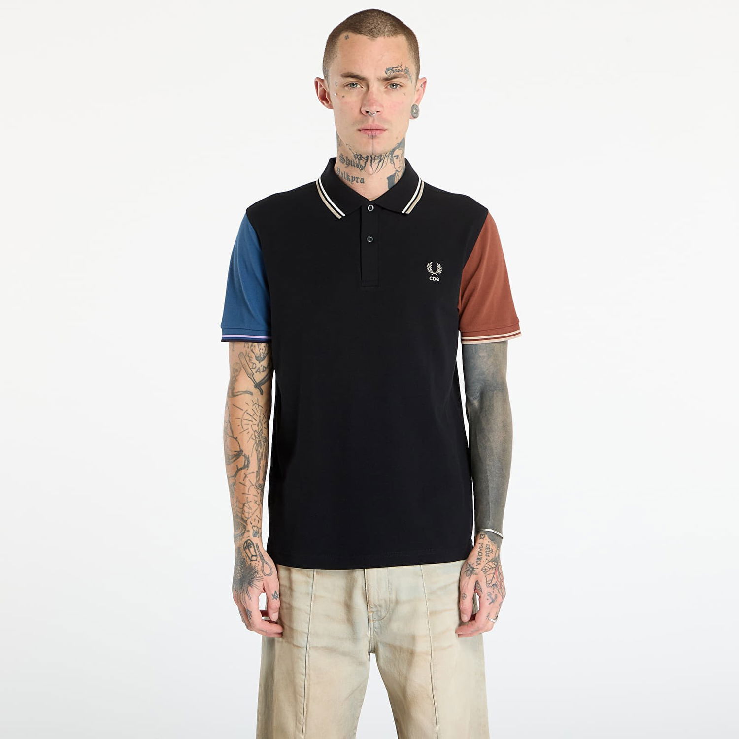 Поло тениска Comme des Garçons Comme des Garçons SHIRT x Fred Perry Color Block Polo Knit Многоцветен | FP-T502-W25 Black, 0