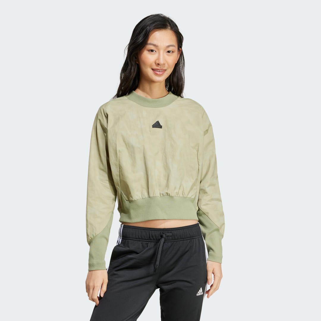 Суитчър adidas Performance Z.N.E. Woven Cropped Sweatshirt Зелено | IW7756, 0