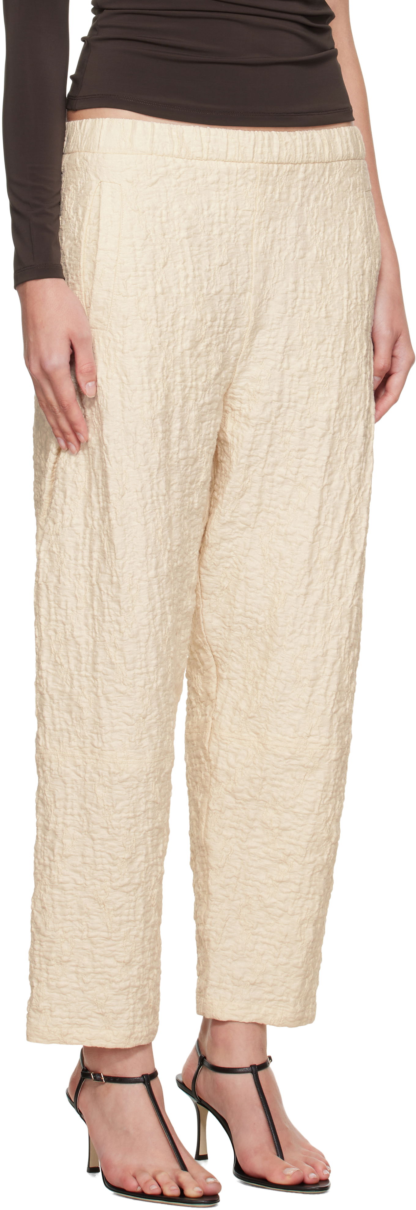 Панталони Max Mara Max Mara Alamo Textured Ankle Trousers Бежово | 2521786058600, 1