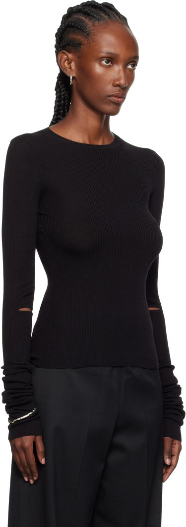 Пуловер Ann Demeulemeester Ann Demeulemeester Lyell Elbow Cutout Fitted Sweater Черно | 2520-W-KN02-KN043-099, 1