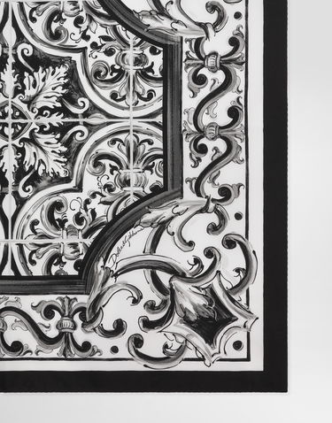 Шал Dolce & Gabbana Dolce & Gabbana Majolica Print Twill Scarf Черно | GQ704EG0WUNHY5DQ, 3