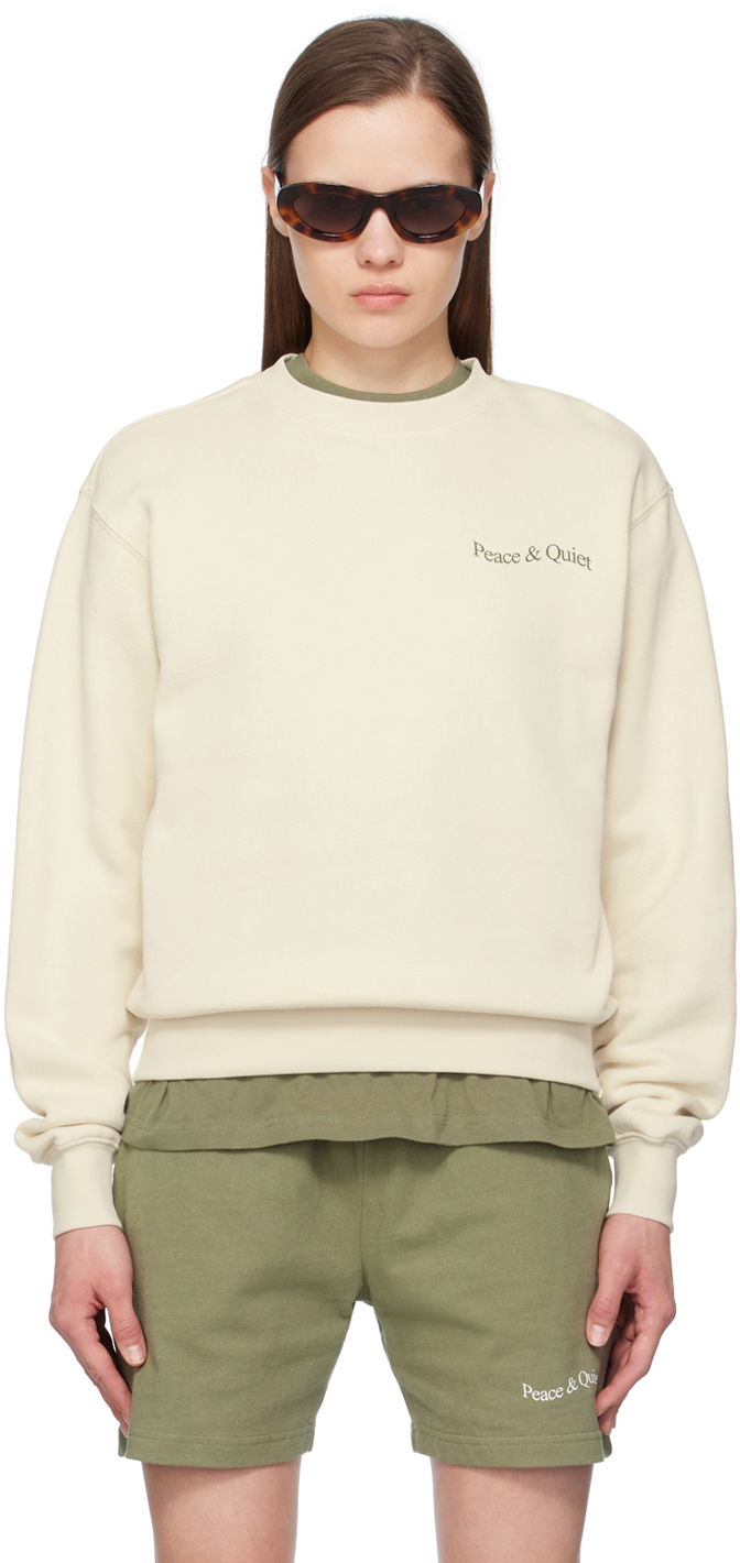 Суитчър Museum of Peace & Quiet Wordmark Logo Sweatshirt Бежово | MOPQ-SS24-10