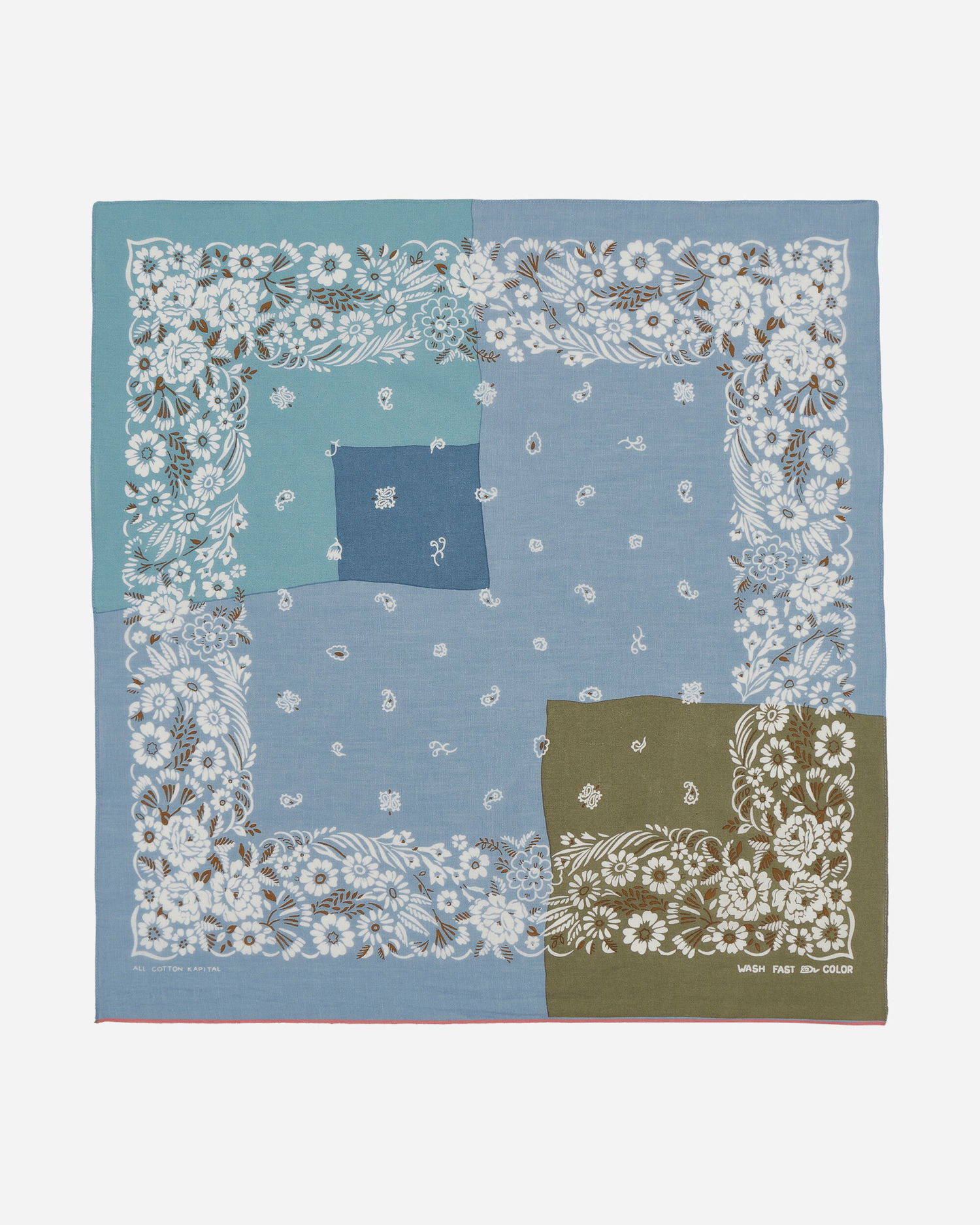 Шал KAPITAL Garden Patchwork Selvedge Bandana Синьо | EK-1633BA SAX, 1
