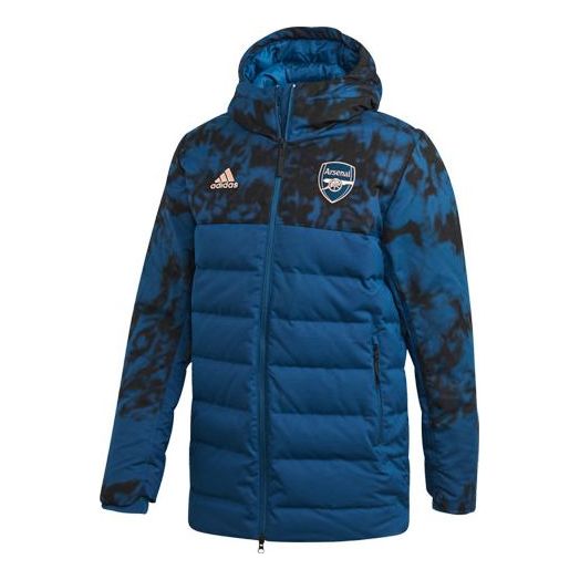 Пухо яке adidas Originals Arsenal Hooded Down Jacket Синьо | FQ6931, 0