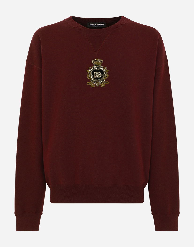 Суитчър Dolce & Gabbana Cashmere And Wool Knit Sweatshirt Бургунди | GXQ12ZJFMQ2R2723