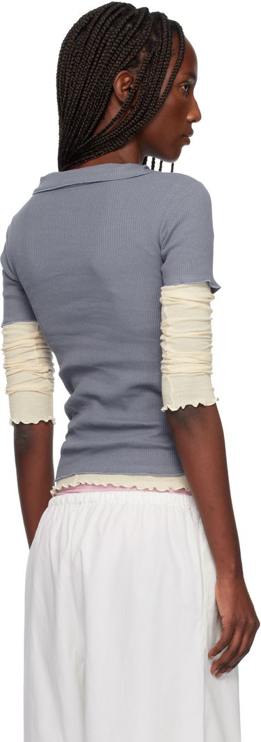 Поло тениска Baserange Ribbed Collared V-Neck Short-Sleeve Iso Polo Синьо | TTIT-RD-WI25, 2