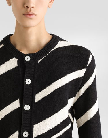 Пуловер Dolce & Gabbana Dolce & Gabbana Striped Cotton Knit Cardigan Черно | GXVB1TJFMMSN0004, 3