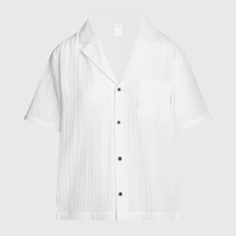 Риза CALVIN KLEIN Textured Cotton-Gauze shirt Бяло | 000QS7137E100