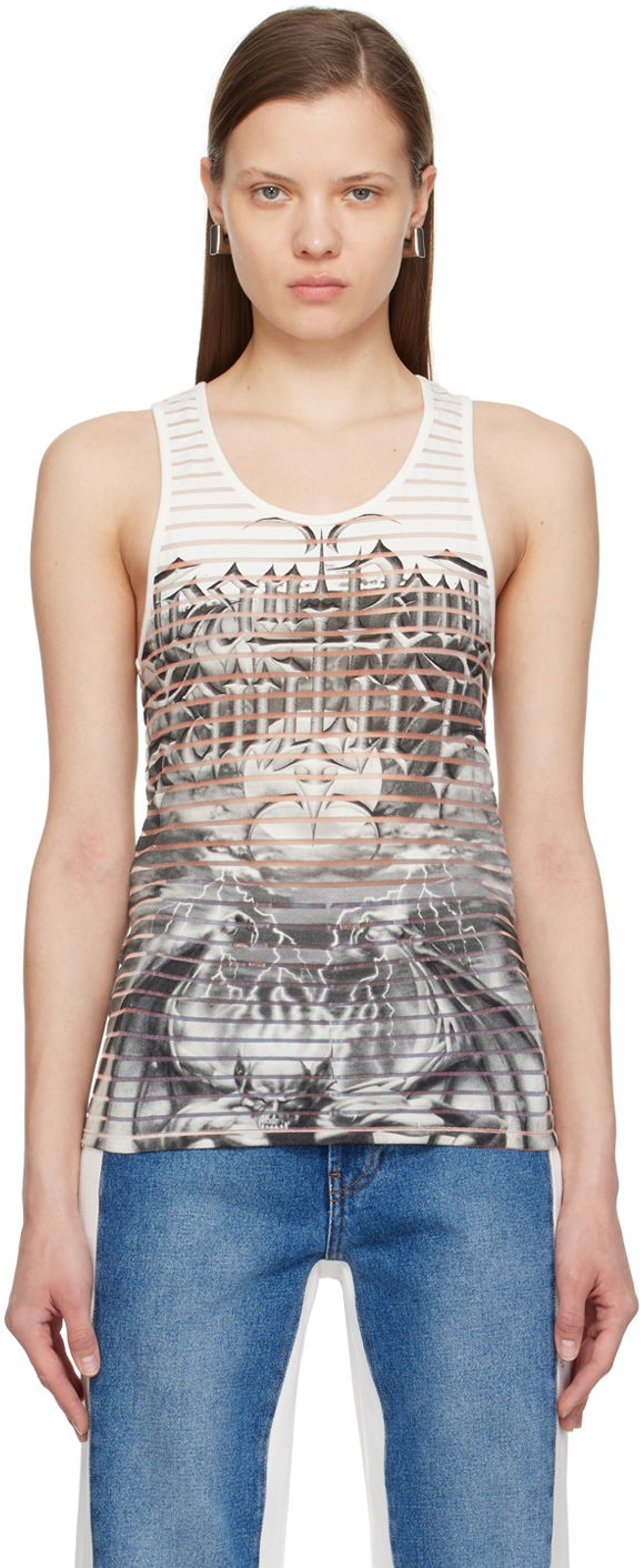 Потник Jean Paul Gaultier Gaultier Scoop Neck Graphic Tank Top Бяло | 24/25-U-DB028-J544-0100