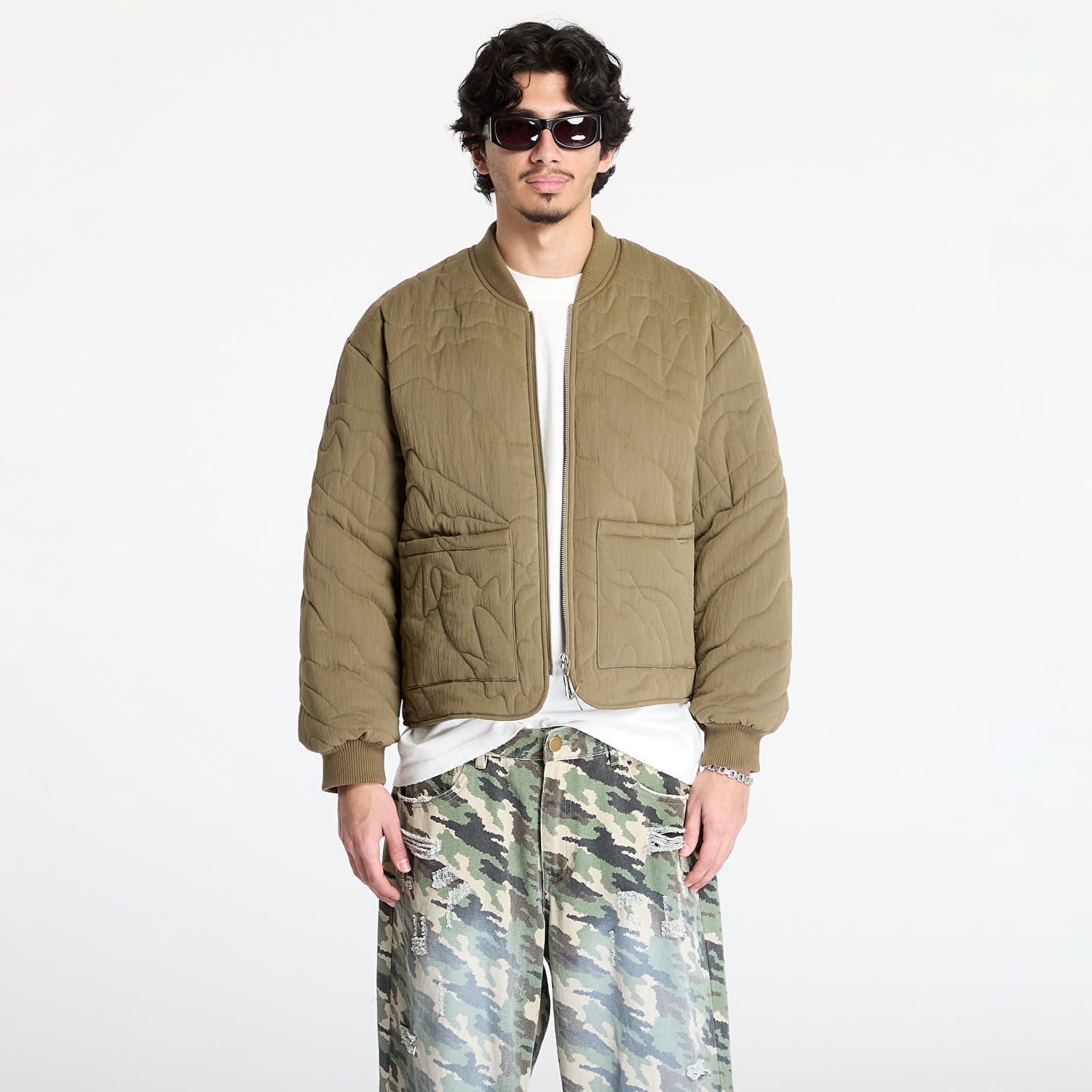 Яке бомбър Footshop FTSHP Silver Lining Quilted Jacket Зелено | FTSHP_466, 0