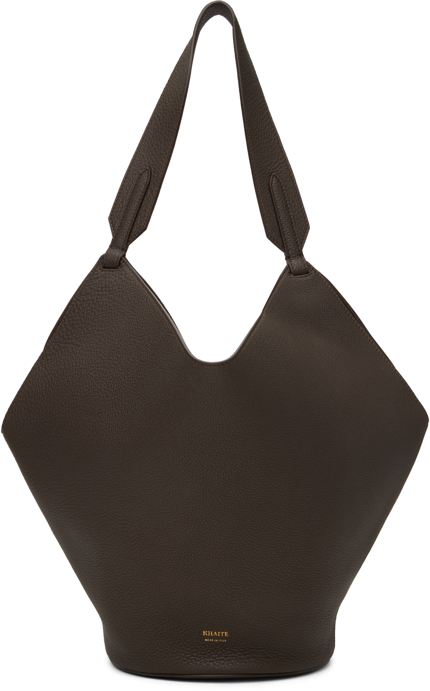 Голяма пазарска чанта Khaite Small Lotus Leather Tote Bag Кафяво | H2043-914, 0