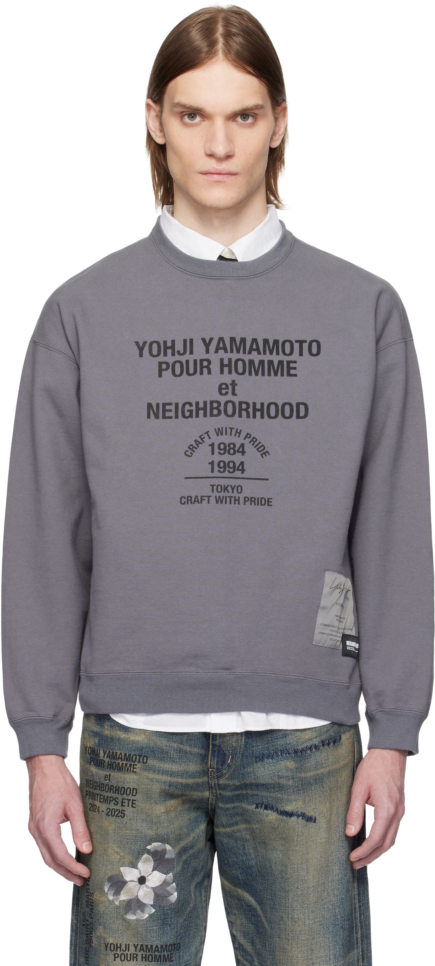 Пуловер Yohji Yamamoto Yohji Yamamoto x Neighborhood Edition Long Sleeve Sweatshirt Сиво | HP-T88-995, 0