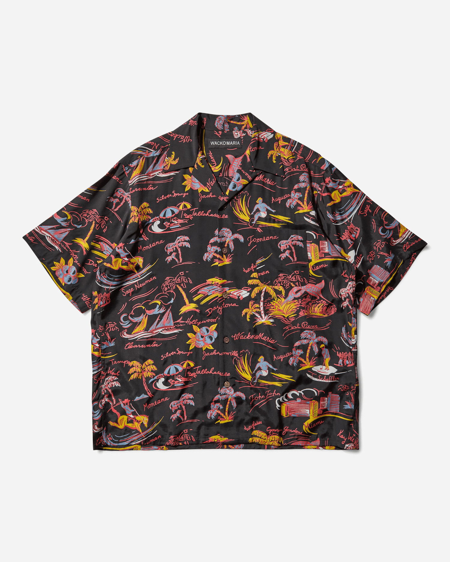 Риза WACKO MARIA Hawaiian Print Short Sleeve Shirt Черно | 25SS-WMS-HI02 BLACK, 1