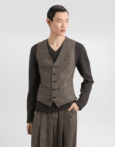 Жилетка Dolce & Gabbana Dolce & Gabbana Glen Plaid Alpaca Vest Кафяво | G702UTFQMKDS8101, 3