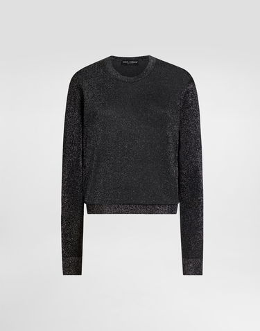 Пуловер Dolce & Gabbana Metallic Viscose Crew Neck Long Sleeve Pullover Черно | FXXB8TJGMCES8001, 0