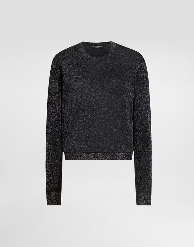 Metallic Viscose Crew Neck Long Sleeve Pullover