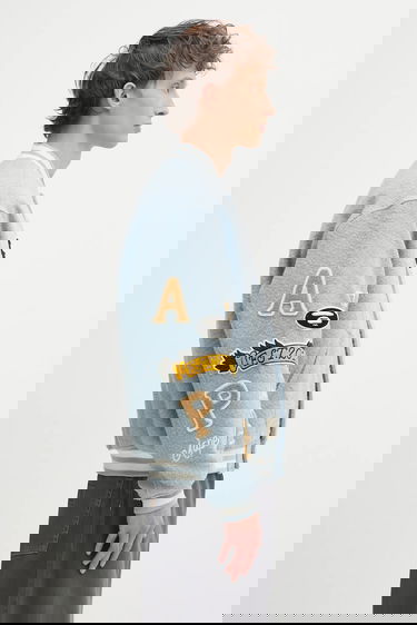 Яке бомбър AAPE by A Bathing Ape Main Universe Oversize Textured Varsity Patched Bomber Jacket Синьо | AAPJKM7742XAP, 3