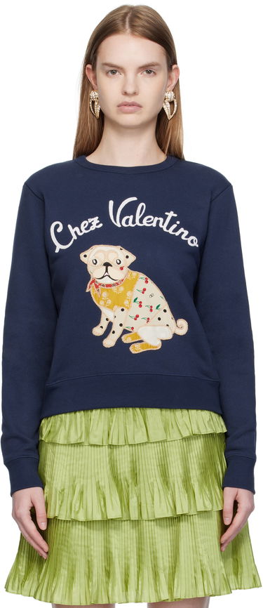 Суитчър Valentino Valentino 'Le Chien De La Maison' Appliqué Sweatshirt Тъмно синьо | 7B3MF24Z9L8, 0