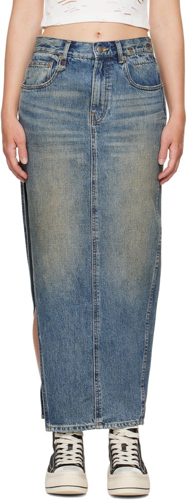 Пола R13 R13 Devon Side Slit Maxi Denim Skirt Синьо | R13WD102-D213A, 0