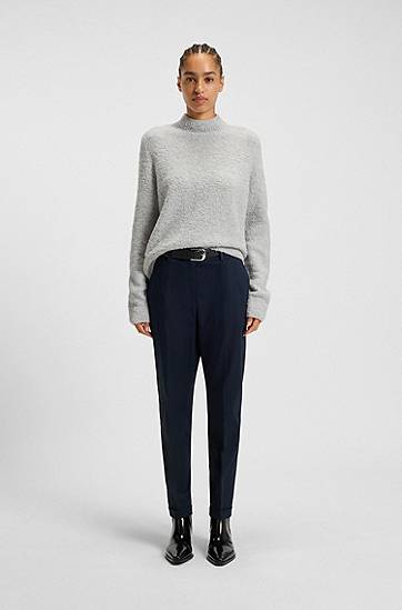 Пуловер BOSS Mock-neck sweater in a wool blend with cashmere Сиво | 50547907, 1