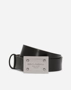 Dolce & Gabbana Leather Belt with Square Buckle