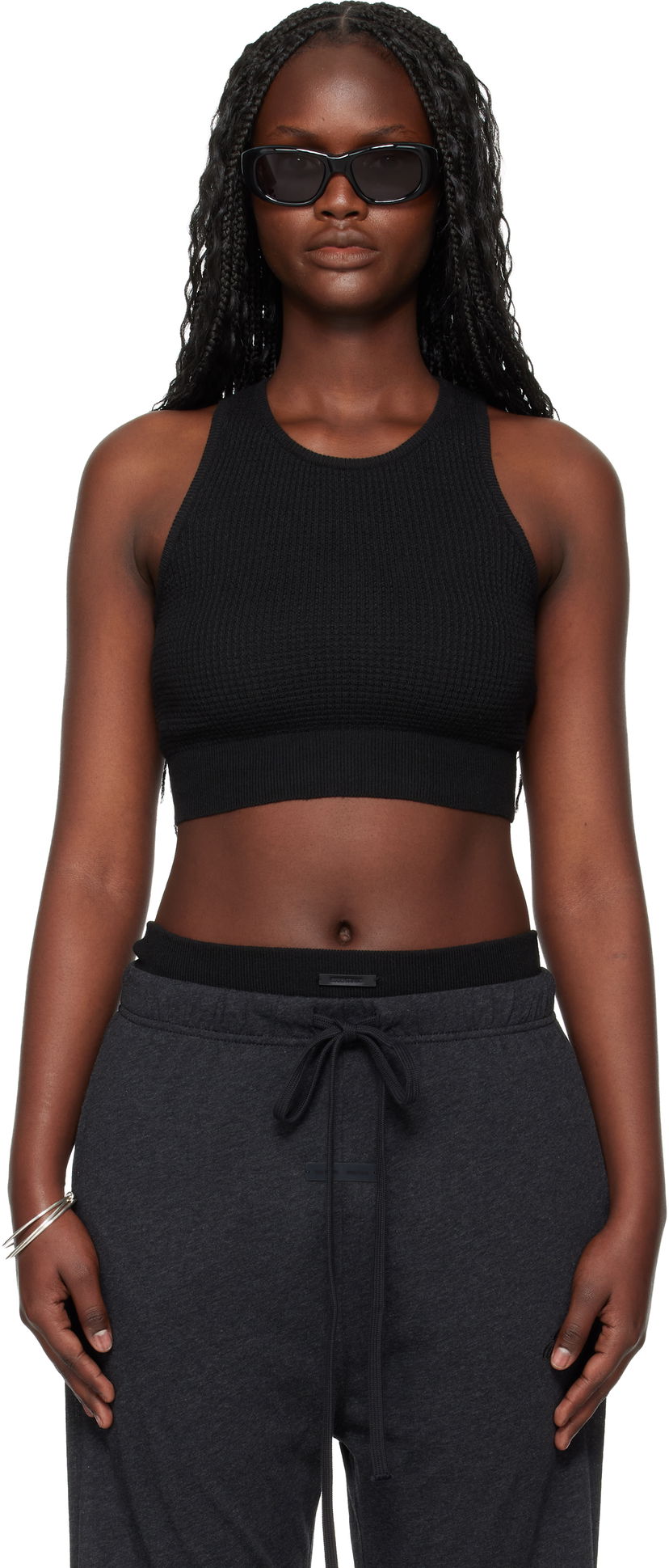 Потник Fear of God ESSENTIALS Waffle Sport Tank Top Черно | 192HO257221FW