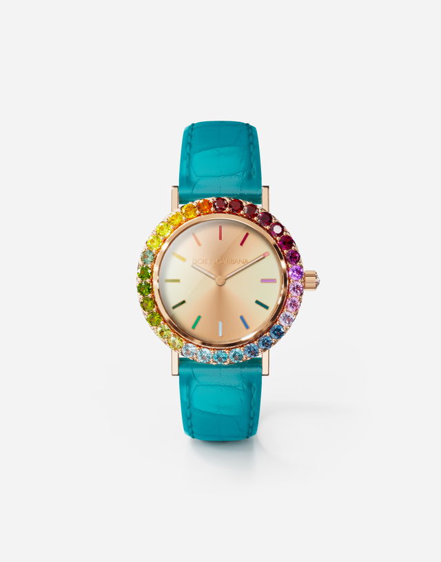 Dolce & Gabbana Iris Watch with Multi-colored Gems