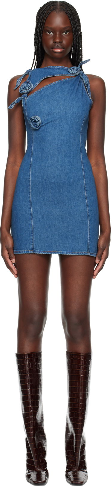 Pокля Coperni Coperni Asymmetric Flower Denim Minidress Синьо | COPR158F2014, 0