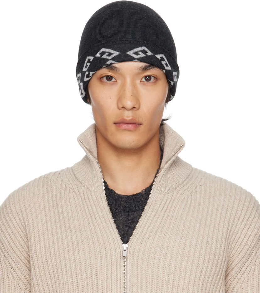 Шапка Givenchy Givenchy 1972 Monogram Reversible Beanie Черно | 710003975001-U7930