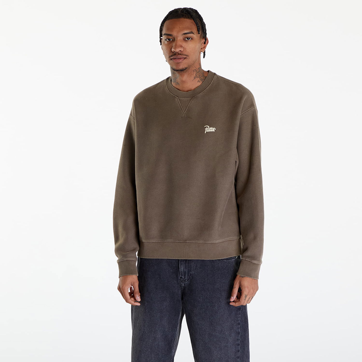 Суитчър Patta Classic Washed Crewneck Sweatshirt UNISEX Кафяво | POC-SS24-2050-315-0208-063, 0