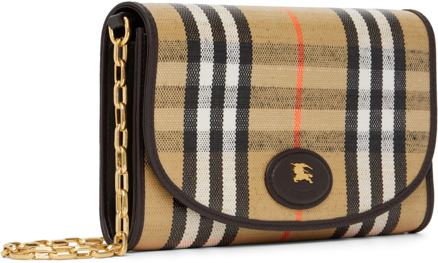 Портфейл Burberry Burberry Highlands Check and Leather Chain Wallet Бежово | 8112274, 1