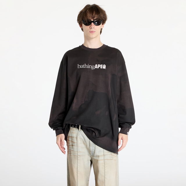 Overprint Logo Relaxed Fit Long Sleeve Tee Black